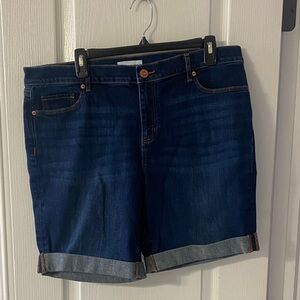 LOFT Dark Blue Cuffed Denim Shorts